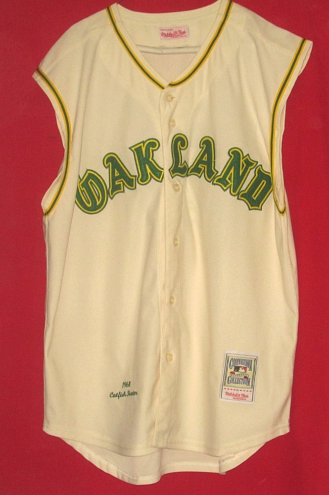 Vintage MLB Oakland Athletics Jim « Catfish » Hunter Vest Jersey – White – Size 52