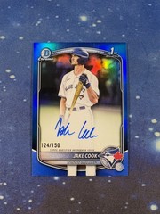 Jake Cook 2025 Bowman Draft 1st Chrome True Blue Refractor Auto /150 BLUE JAYS