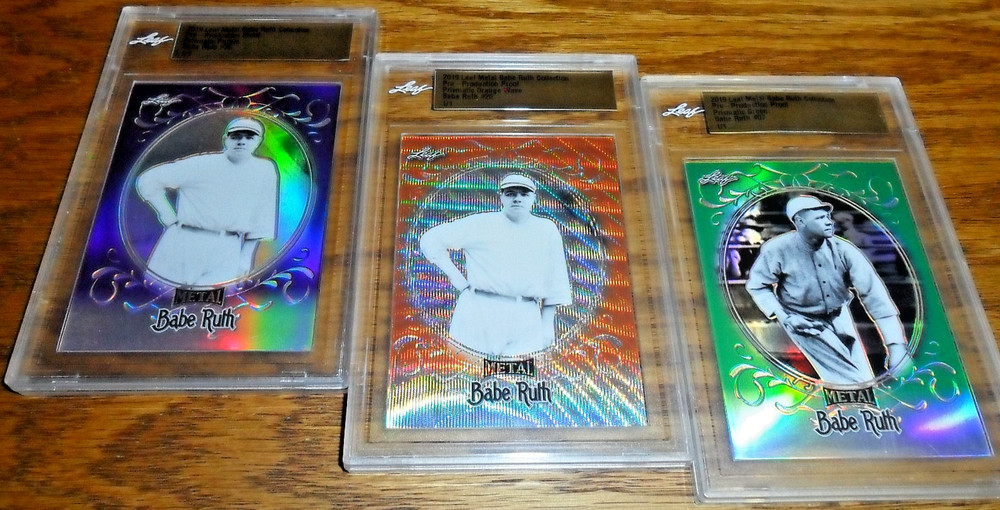3 LOT BABE RUTH 2019 Pre-Production Proof PURPLE ORANGE GREEN 1/1 LEAF encased