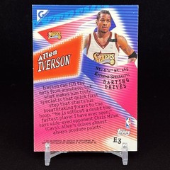 2000-01 Topps Gallery Extremes Allen Iverson Insert Card #E3 Philadelphia 76ers