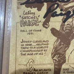 1948 SATCHEL PAIGE SIGNED CLEVELAND INDIANS Drawing 4×6”