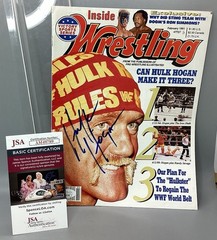Hulk Hogan Autographed Magazine – Inside Wrestling – JSA Certified