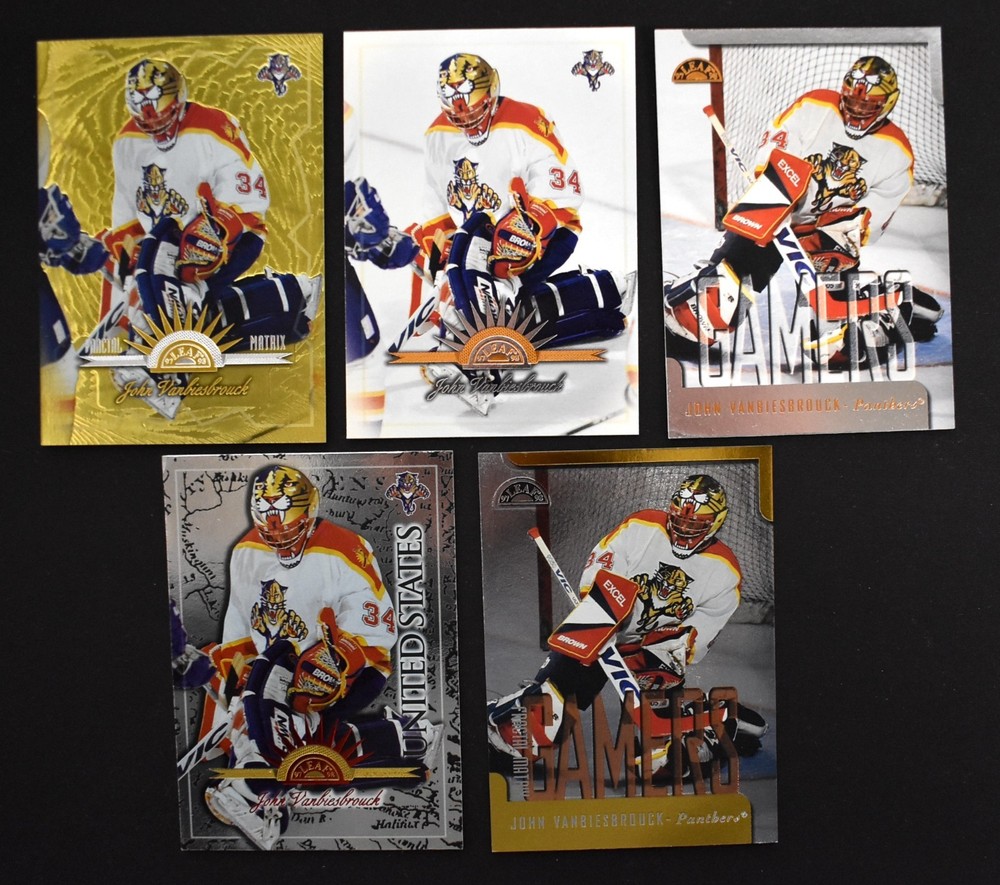 Lot Of (5) John Vanbiesbrouck 1996-97 Leaf Inernational Base & Fractal Matrix