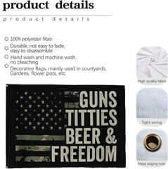 Guns Titties Beer & Freedom Flag 3×5 Ft 36 inches by 60 inches, Colorful
