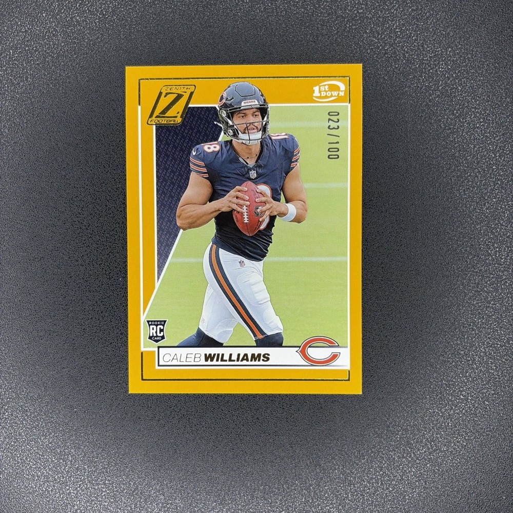 Caleb Williams 2024 Panini Zenith #101 1st Down Gold SP RC 023/100 Rookie Bears