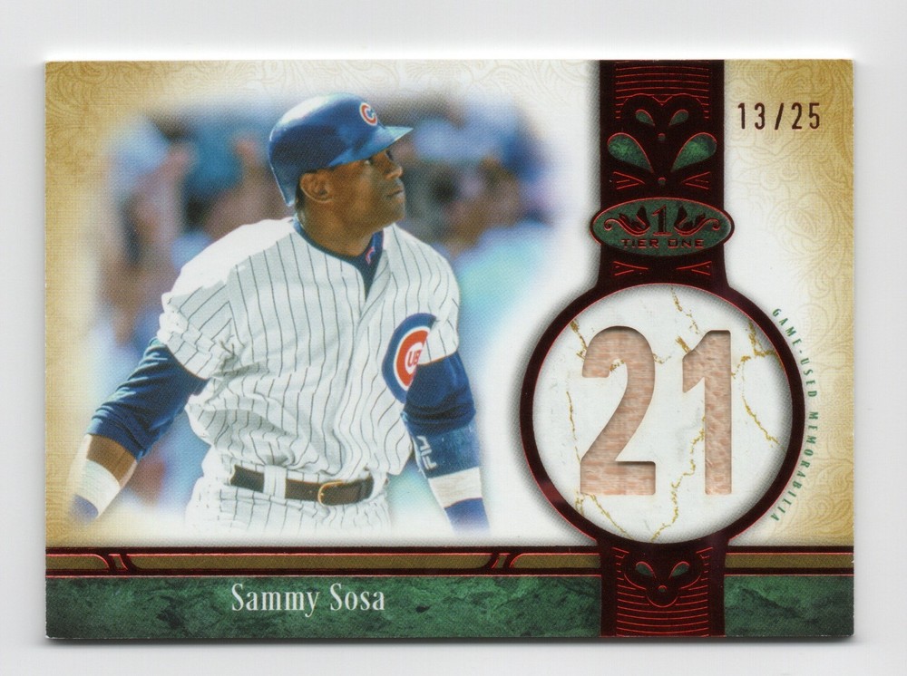 2026 Sammy Sosa Topps Tier One Red Jersey Number Bat Relic JNR-SS (#/25)