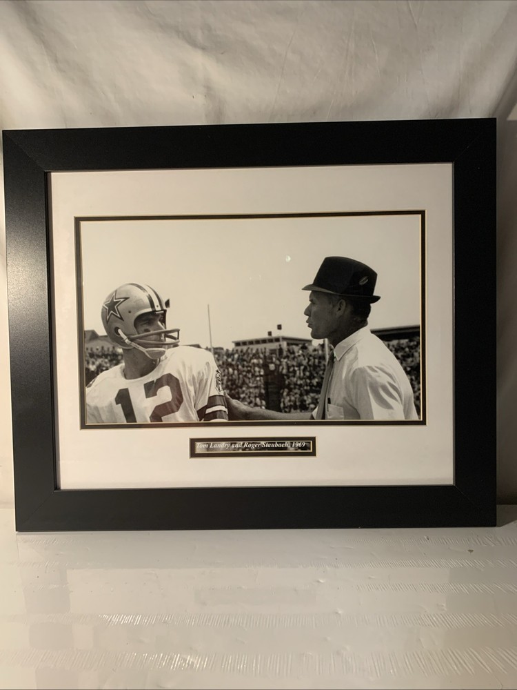 Dallas Cowboys Tom Landry & Roger Staubach 1969 12”x17” Picture (19”x24” Frame)