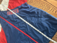 Vtg 90&rsquo;s NY Yankees Jacket Genuine Merchandise by Mirage Red/White/Blue Zip Sz L