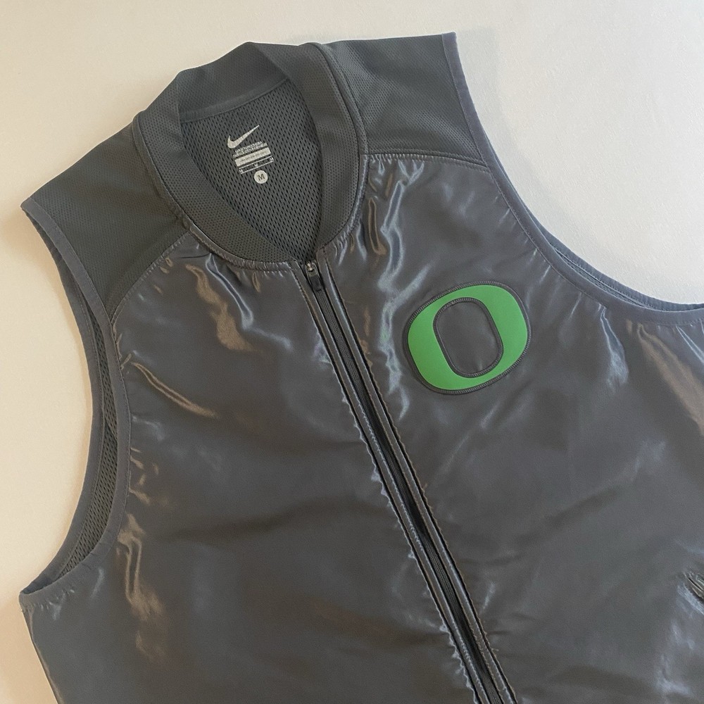 Nike Oregon Ducks Vest Men MED Mesh Lined Shiny Woven Full Zip College Football