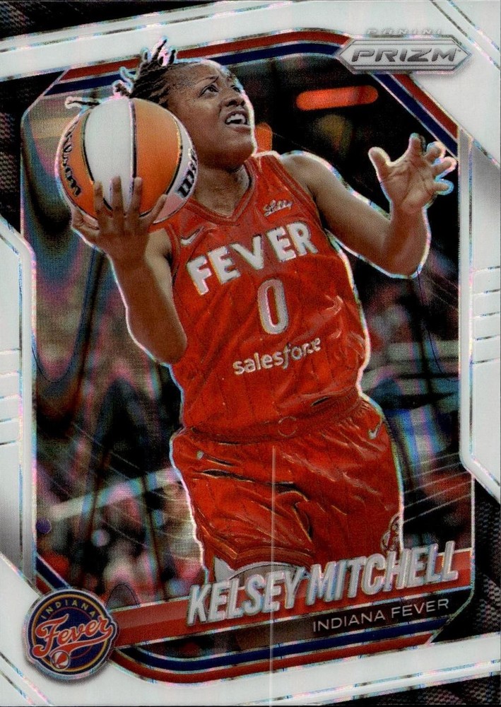 2025 Panini Prizm WNBA #35 Kelsey Mitchell White Seismic Prizms
