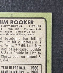 1971 Topps High # Jim Rooker #730, Kansas City Royals – READ