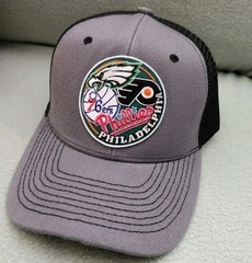 Philadelphia Sports Teams Hat Dark Gray & Black Mesh Snapback Cap Adjustable Hat