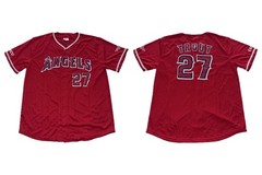 Los Angeles Angels #27 Mike Trout Red Button Up Jersey Mens XL New SGA 24” X 31”