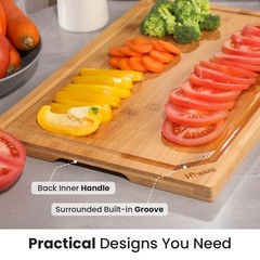 Hiware Extra Large Bamboo Cutting Board for Kitchen, 18&Prime;L x 12&Prime;W, Natural