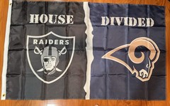 Las Vegas Raiders Los Angeles Rams House Divided Rivalry Flag 3×5 Banner Oakland