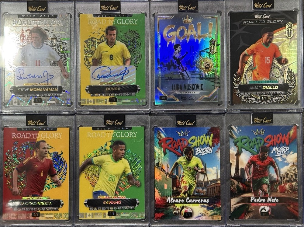 2026 Wild Card Road To Glory Soccer 8 Card 1/1 Lot McManaman Dunga Iniesta