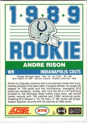 1989 Score – Andre Rison #272 Rookie RC Michigan State Spartans Falcons Colts