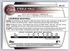 STEELE HALL REDS RC 1st card 2025 BOWMAN DRAFT #BD-20