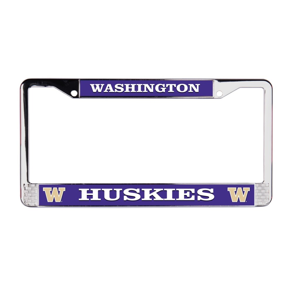 Washington Huskies NCAA 3D Polyurethane Domed Chrome License Plate Frame Car-SUV