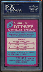 1984 Topps USFL #76 Marcus Dupree ROOKIE Card PSA 9 « The Best That Never Was »