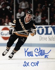 Kevin Stevens Signed Autographed Penguins 8×10 Photo w/ 2x Cup LSCM COA #3