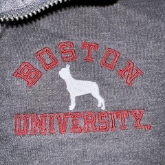 Embroidered Boston University Terriers Logo Zip-up Sweatshirt XXS Gray NCAA NWD