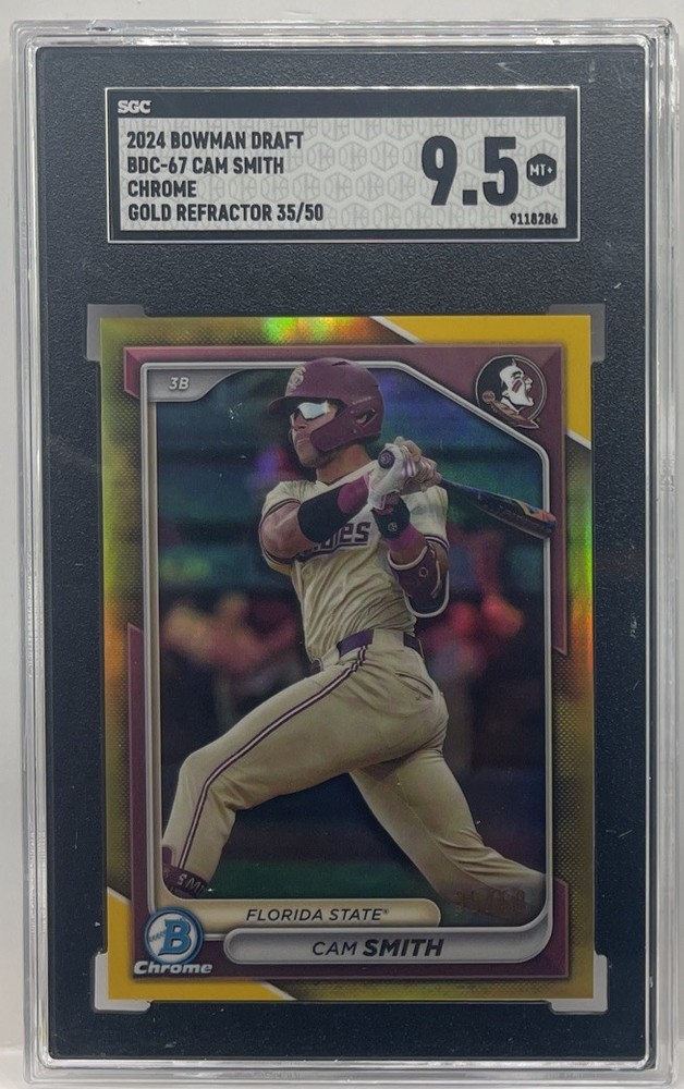 Cam Smith 2024 Bowman Draft #BDC-67 College Variation Gold Refractor /50 SGC 9.5