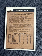 1975-76 O-Pee-Chee WHA – All-Star Barry Long #69 Sharp Corners Centered Front