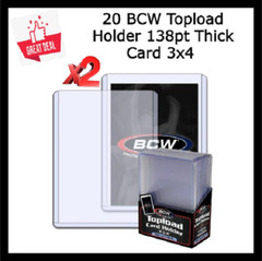 20 BCW Toploader 3×4 For Memorabilia Trading Card Thick 138pt Rigid PVC Holders