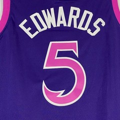 Anthony Edwards #5 Embroidered Purple V-neck Sizes S-2XL