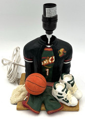 SEATTLE SONICS NBA BASKETBALL SPORTS LAMP UNIFORM, JACKET, SHOE BASE 9-3/4&Prime; TALL
