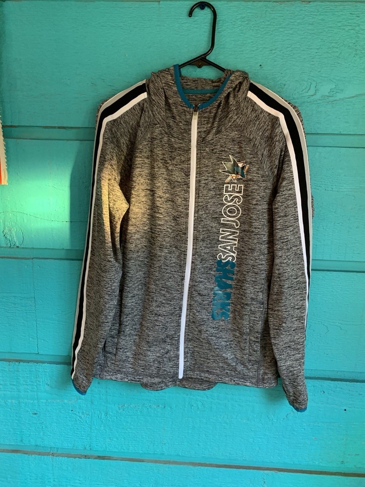 G-III San Jose Sharks NHL Women&rsquo;s Hooded Jacket Gray Teal Black White Size L