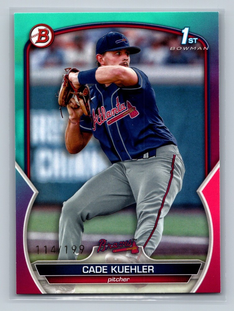 Cade Kuehler 2023 Bowman Draft 1st Aqua Pink Gradient /199 #BD-21 Braves