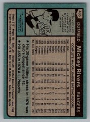 1980 TOPPS MICKEY RIVERS TEXAS RANGERS #485
