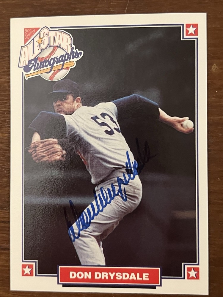 1993 Signed Don Drysdale Mail In Nabisco/MLB Players Assoc Card HOF Dodger MINT!