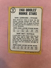1968 Topps #56 Orioles Rookie Stars Dave Leonhard, Dave May Autographs.
