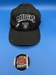Vtg 90s Raiders Snapback Hat Annco Team NFL Shield Logo Green Underbrim Black