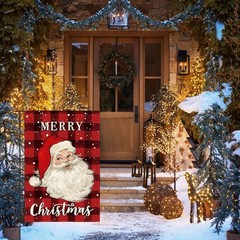 AVOIN colorlife Merry Christmas Santa Garden Size-12 x 18&Prime;, Red and Black