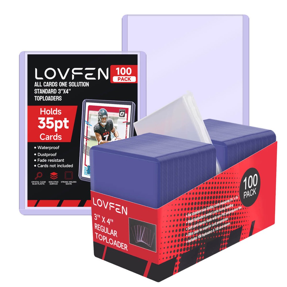 100CT 3×4 Toploaders & Free Sleeves For Standard 35pt Trading Cards Holders