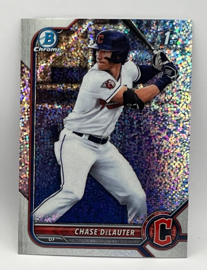2022 Bowman Draft CHASE DeLAUTER 1st Bowman Chrome Sparkle Refractor BDC-49