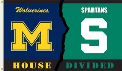 Michigan State Spartans & Wolverines House Divided Logo Flag 3×5- W/ 2 Grommets