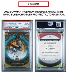 PSA 10 2022 Bowman Inception Prospect Auto Bubba Chandler Gold Foil /50 POP 3