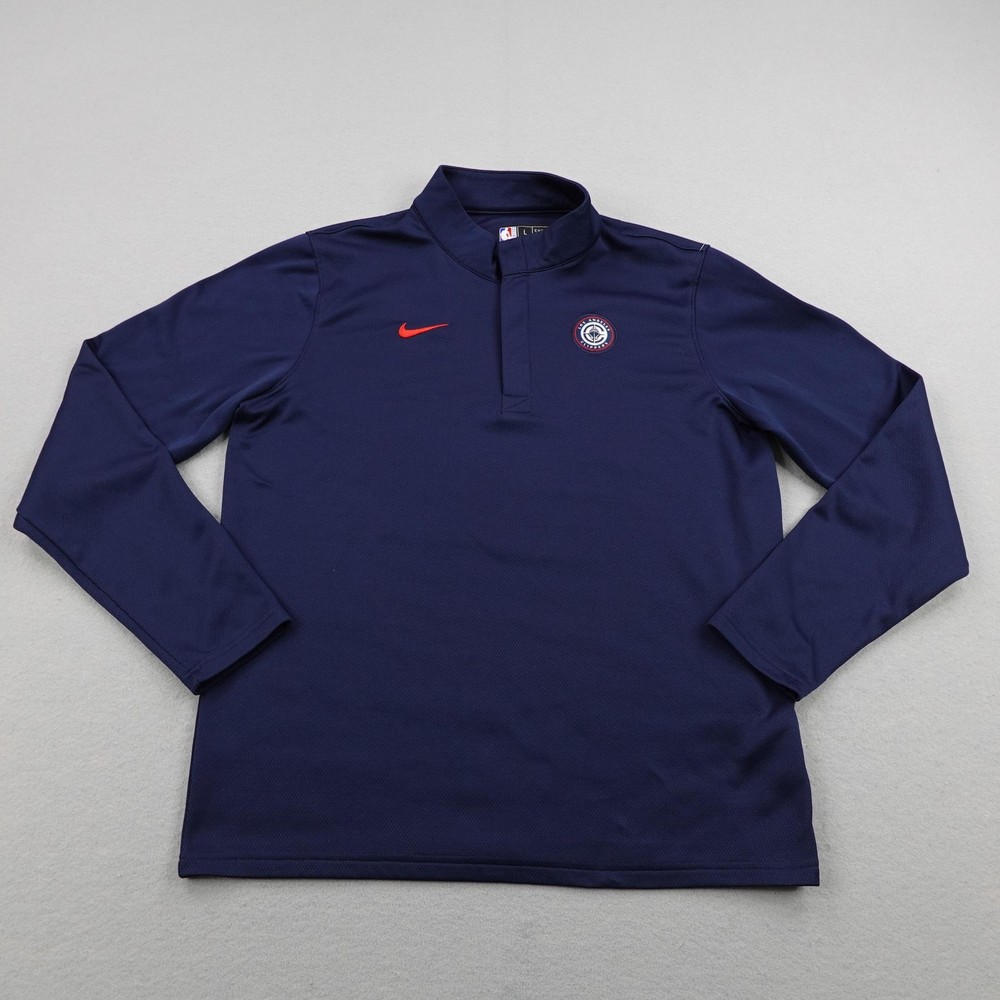 Los Angeles Clippers Sweater Men Large Blue Nike NBA Engineered Pullover 1/4 Zip