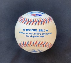 President Gerald Ford single signed 1984 Olympic baseball PSA LOA