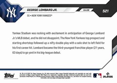 George Lombard Jr. Topps NOW #521 Yankees MLB Debut 1st Career HR RC *PRESALE*