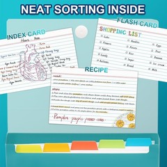4×6 Index Card Case with 100 Heavyweight Ruled Cards Teal Plastic Organizer