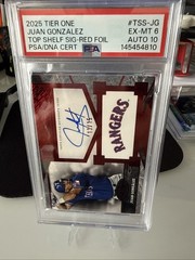 2025 Topps Tier One Juan Gonzalez Tops Shelf Auto /15 #TSS-JG Rangers Red Foil