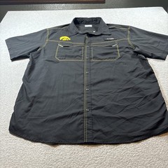 Columbia PFG Iowa Hawkeyes Embroidery Black Short Sleeve Button Up Sz XL