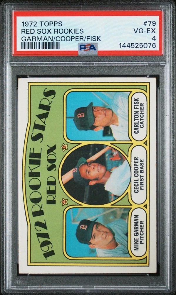 CARLTON FISK CECIL COOPER RED SOX ROOKIES 1972 TOPPS BASEBALL CARD #79 PSA 4