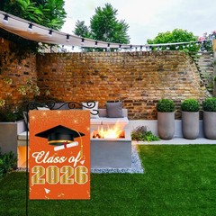 Class of 2026 Graduation Garden Flag,Orange Gold 12×18 inches, Orange